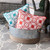 Geometric Tiles Embroidered Square Outdoor Throw Pillow - 18" - White and Orange