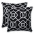 Lattice Outdoor Patio Corded Throw Pillows - 18.5" - Black and White - Set of 2