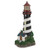 19" White and Black Solar-Powered Lighthouse Outdoor Statue