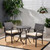 3-Piece Brown Wicker Outdoor Furniture Patio Bistro Set - Cream White Cushions