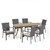 7-Piece Contemporary Outdoor Furniture Patio Dining Set - Gray Cushions