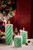 Set of 6 Green and White LED Lighted Spearmint Candle Set Tabletop Decor 9.5"