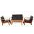 4-Piece Brown Murano Eucalyptus Patio Conversation Set 50" - Black Cushions