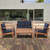 4-Piece Brown Murano Eucalyptus Patio Conversation Set 50" - Blue Cushions