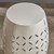 17.75" White Barrel Shaped Lace Cut Outdoor Patio Accent Side Table