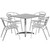 5-Piece Silver Square Outdoor Furniture Patio Table with Slat Back Chairs 31.5"