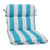40.5" Turquoise Blue and White Striped Outdoor Patio Rounded Chair Cushion