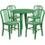 Set of 5 Green Round Metal Indoor or Outdoor Table and Vertical Slat Back Chairs Set 33.25"