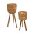 Set of 2 Natural Brown Bamboo Outdoor Planters on Stand 27.5"