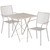3-Piece Gray Finish Square Steel Outdoor Furniture Patio Folding Table Set with Chairs