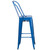 45.25" Blue Contemporary Outdoor Patio Bar Stool with Removable Back