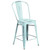 40.25" Blue Distressed Outdoor Patio Counter Stool with Back - Stylish and Stable Metal Chair