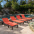 Set of 4 Orange and Brown Outdoor Patio Chaise Lounges 76.5"