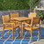 5-Piece Teak Finish Square Wood Outdoor Furniture Patio Dining Set