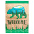 Beige and Green Double Applique Bear Outdoor House Flag 42"x29" - Welcome Your Guests with Warmth