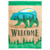 Blue and Green Double Applique Mountain Bear Welcome Outdoor Garden Flag 18" x 13"