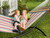 144" Red and Orange Striped Sunbrella Quilted Two Person Hammock