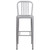 43'' Silver Industrial Outdoor Patio High Bar Stool with Vertical Slat Back