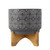 Swirl Ceramic Planter on Stand - 8" - Gray and Brown