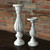 Set of 2 Antique White Unique Tall Candle Stick Holder, 16.25"