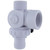 6.25-Inch White HydroTools Swimming Pool and Spa Standard Left Outlet 3-Way Ball Valve