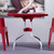 31" Red and Silver Patio Square Folding Dining Table