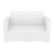 55" White Outdoor Patio Loveseat with Natural Beige Sunbrella Cushion