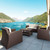 4 Piece Brown Outdoor Patio Conversation Set with Natural Sunbrella Cushion 55"