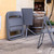 3 Piece Gray Outdoor Patio Folding Bistro Set 32.25"