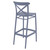 41.75" Gray Solid X Accented Outdoor Patio Bar Stool