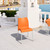 31.5" Orange and White Stackable Outdoor Patio Armless Dining Chair