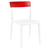 33" White and Red Patio Dining Chair - Commercial-Grade Resin with Molded Legs and Polycarbonate Back