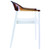 32" White and Amber Transparent Stackable Outdoor Patio Dining Arm Chair