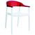 32" White and Red Transparent Stackable Outdoor Patio Dining Arm Chair