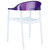 32" White and Purple Transparent Stackable Outdoor Patio Dining Arm Chair