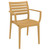 33" Teak Brown Stackable Outdoor Patio Dining Arm Chair - Comfortable and Sturdy Seating Option