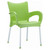 Sophisticated 33.25" Outdoor Patio Dining Arm Chair in Green - Resin Body and Durable Aluminum Legs