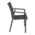 35.5" Gray and Black Resin Sling Outdoor Dining Arm Chair