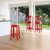 25.6" Red Glossy Outdoor Patio Solid Counter Stool