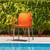 31.5" Orange and White Outdoor Patio Dining Arm Chair