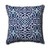 Damask Outdoor Patio Square Corded Throw Pillow - Marine Blue and White - 25"