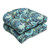 Paisley Tufted Outdoor Patio Wicker Seat Cushions - 19" - Set of 2 - Blue and Green