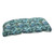 44" Blue and Green Paisley Outdoor Patio Tufted Wicker Loveseat Cushion