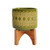 Ceramic Aztec Planter on Stand - 6" - Green and Beige