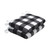 Set of 2 Black and White Plaid Patio Rounded Corner Seat Cushions 18.5"