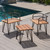 3-Piece Teak Brown and Black Contemporary Outdoor Furniture Patio Chat Set