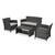 4-Piece Gray Finish Wicker Outdoor Furniture Patio Chat Set - Silver Cushions