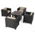 5pc Brown and Beige Contemporary Outdoor 4 Seater Chat Set with Fire Pit