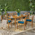 7-Piece Brown Contemporary Outdoor Furniture Patio Dining Set - Blue Cushions