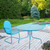 39.25-Inch Outdoor Retro Metal Tulip Dining Table, Sky Blue